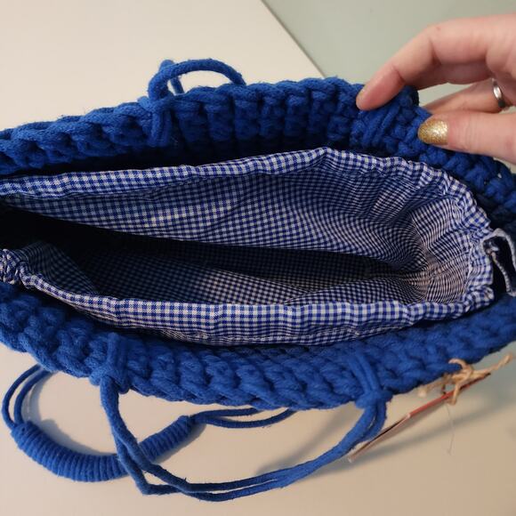 Nannacay Alexandra Galactics Knit Satchel Crossbody Bag in Ocean Blue NWT - Picture 5 of 11